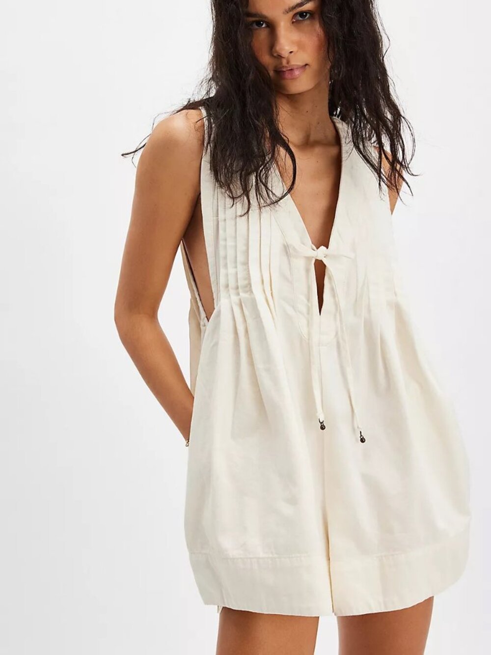 Free People Webster Romper in Ecru Denim NEW